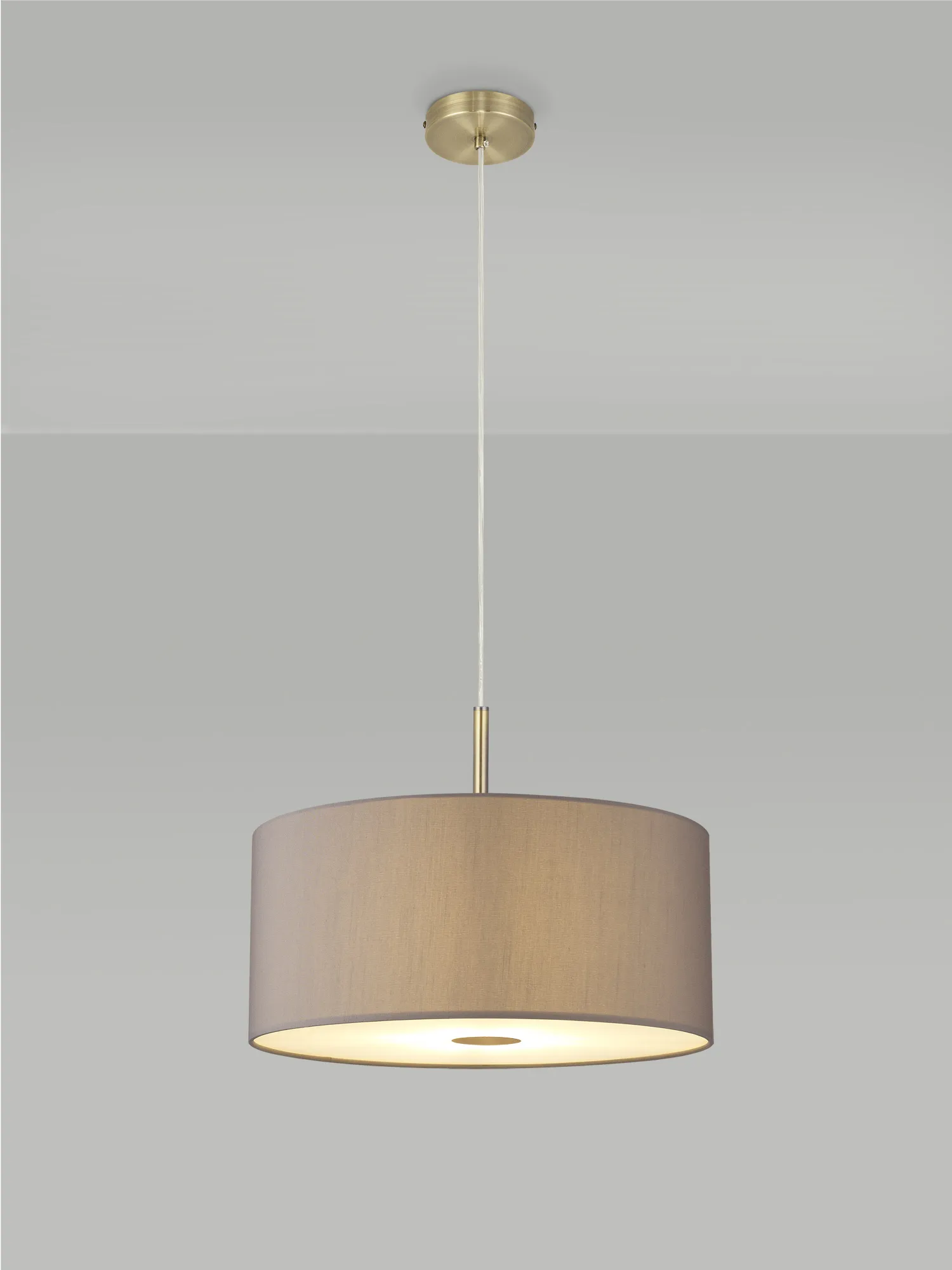Baymont 40cm Pendant 1 Light Antique Brass, Grey, Frosted Diffuser DK0222  Deco Baymont AB GR